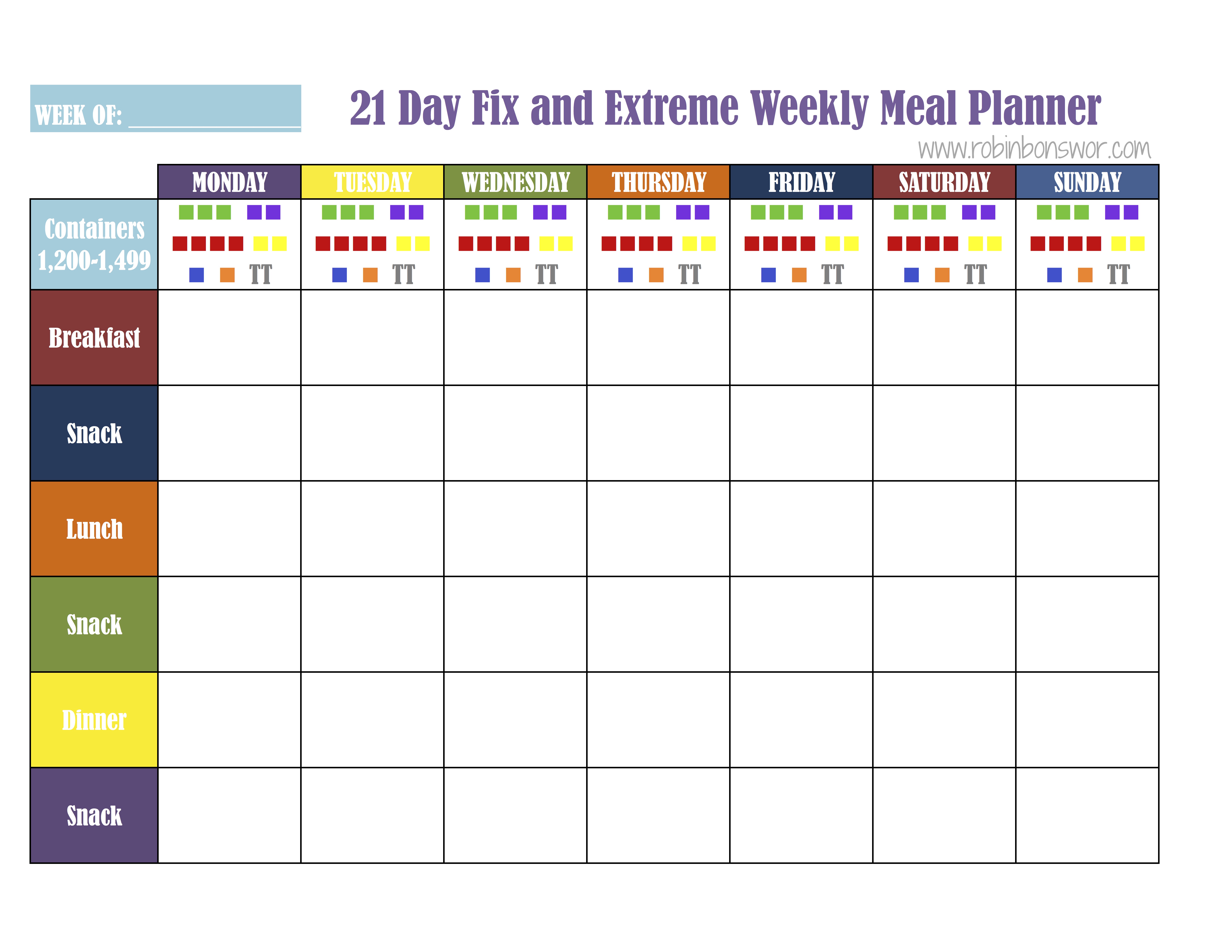 21 Day Fix Chart For Containers