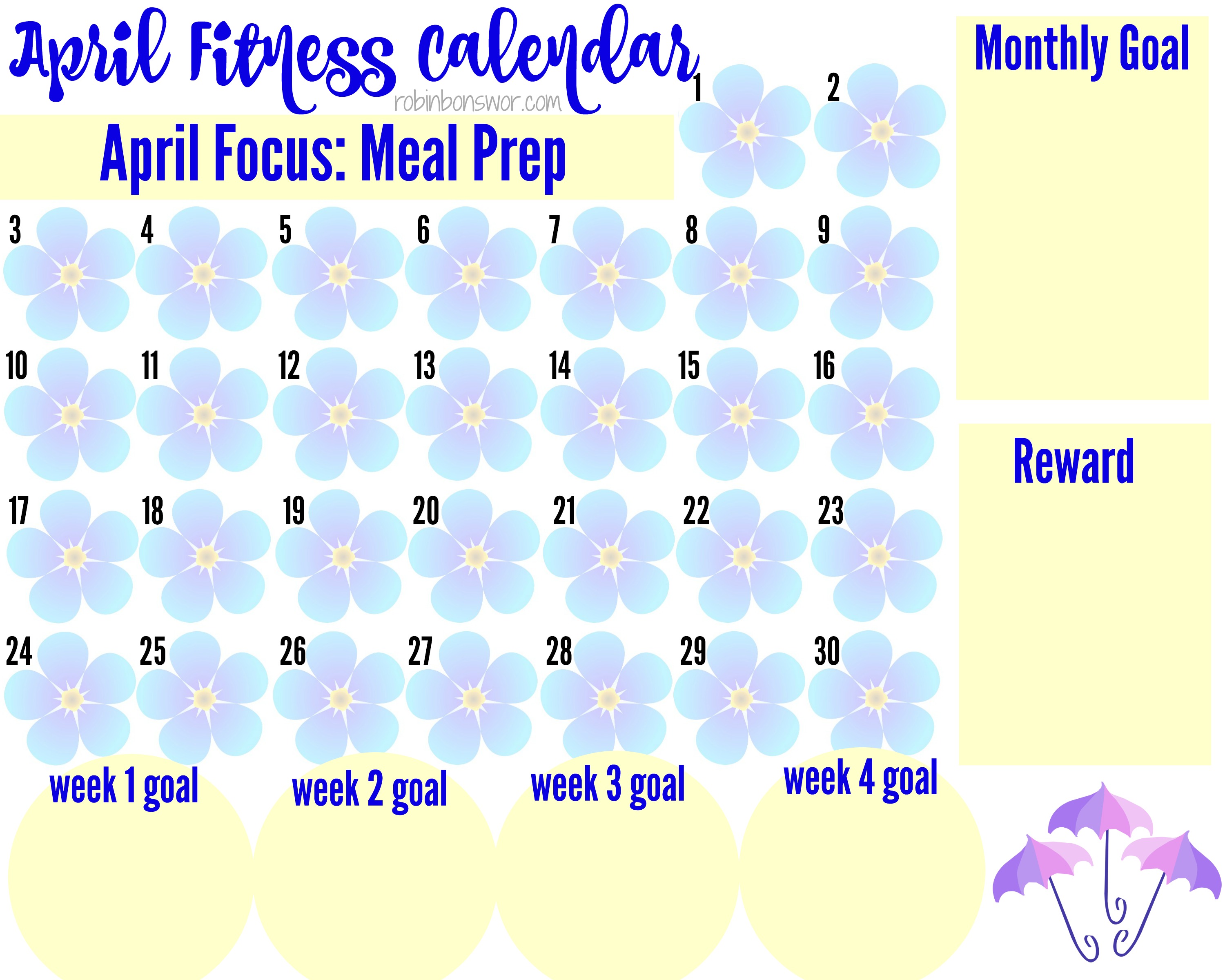 April Fitness Calendar Get Fit. Lose Weight. Feel Like You Again.