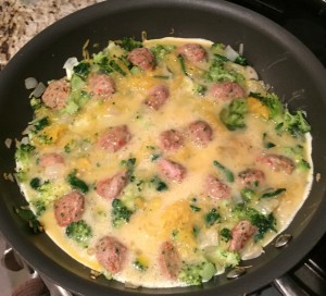 frittata with egg mixture